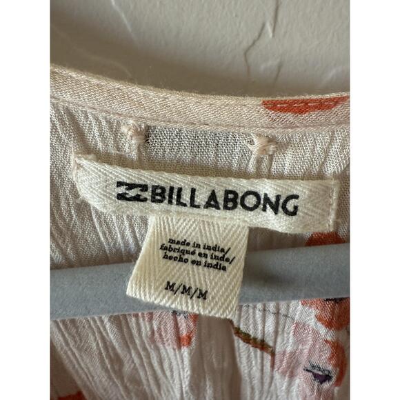 Billabong Dress Womens Medium Floral Wrap Short Sleeve V Neck Boho Summer Chic - Picture 4 of 6